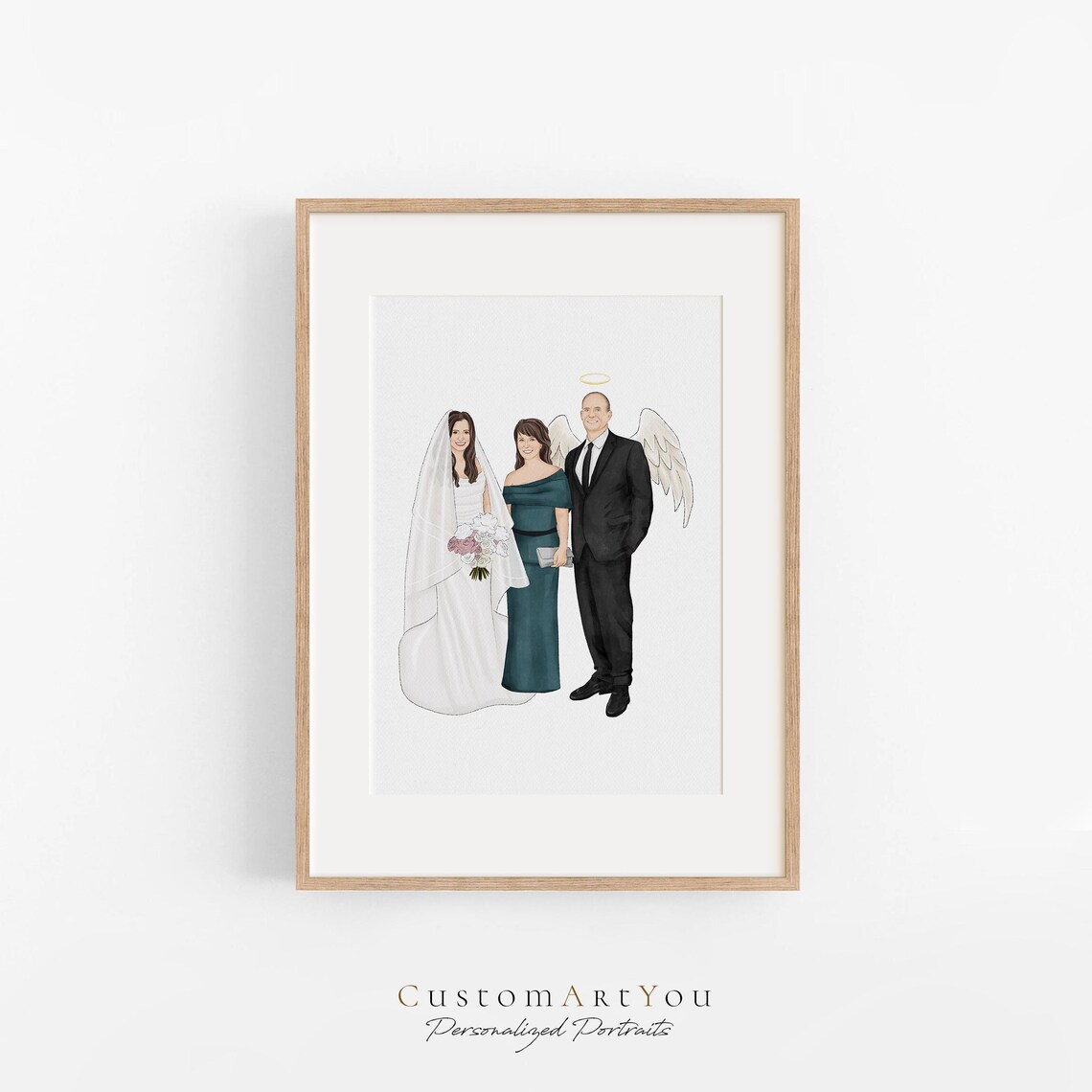 Four Generation Wedding Family Custom Watercolor Portrait Poster - Image 3