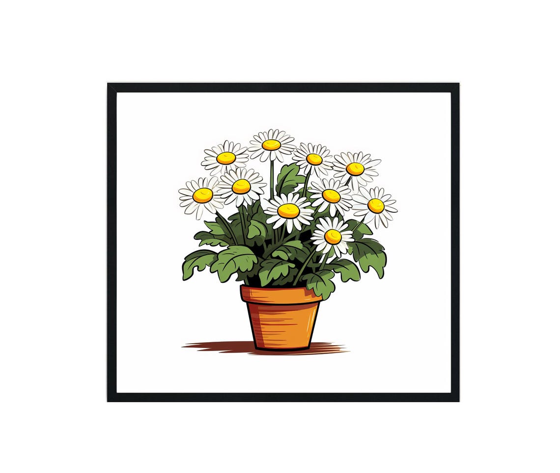 Daisy Plants, Botanical Wall Art Print