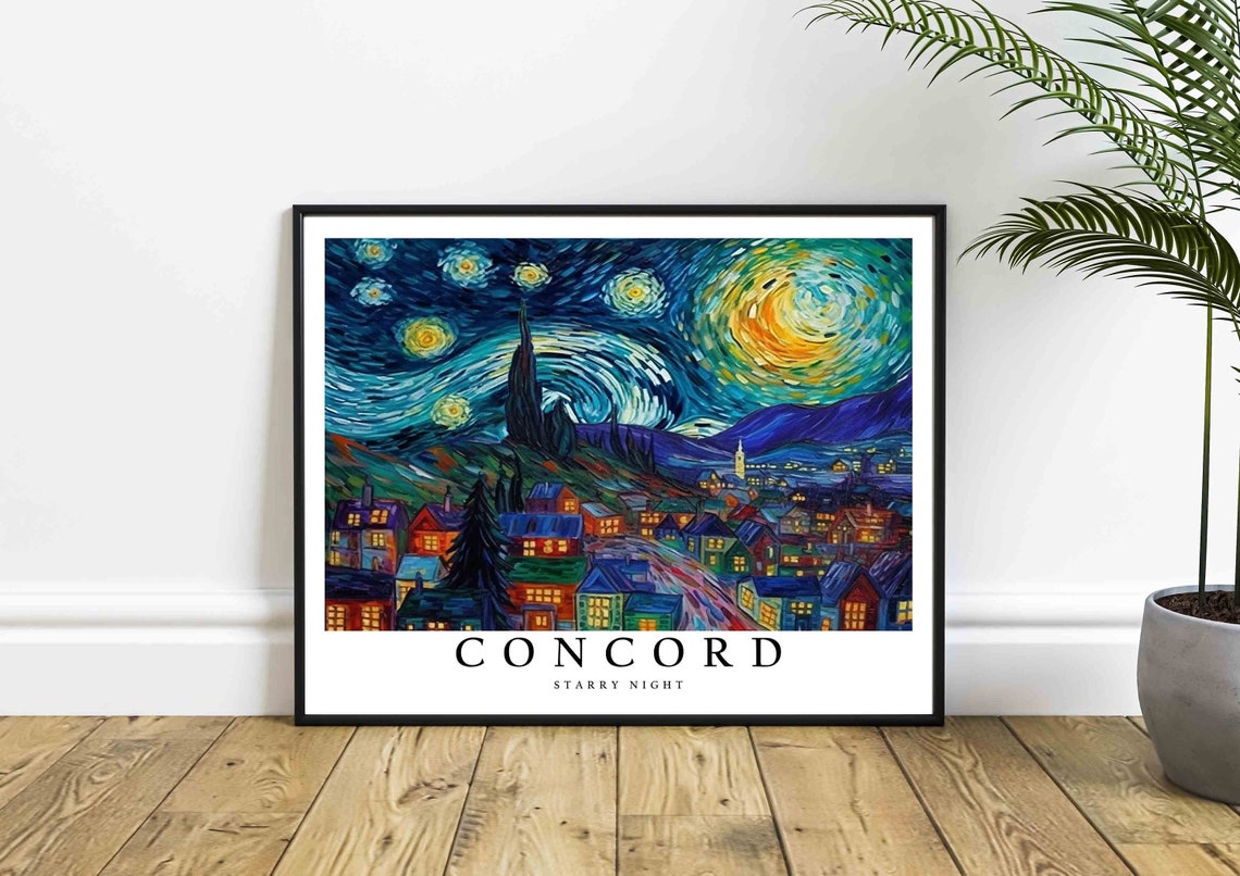 Concord Starry Night Village Hills Tall Cypress Night Poster - Image 4