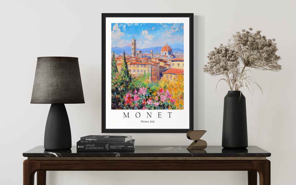 Florence Italy Duomo Skyline Garden View Monet Style City Poster - Image 4