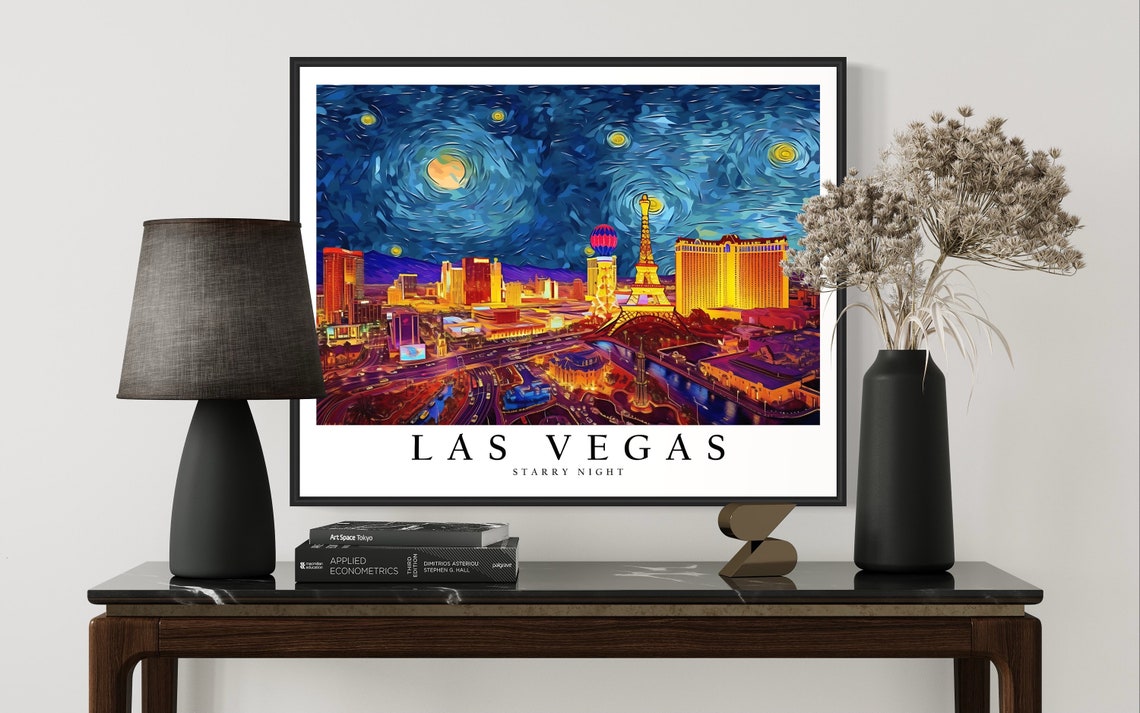 Las Vegas Starry Night Skyline Van Gogh City Lights Travel Poster - Image 3