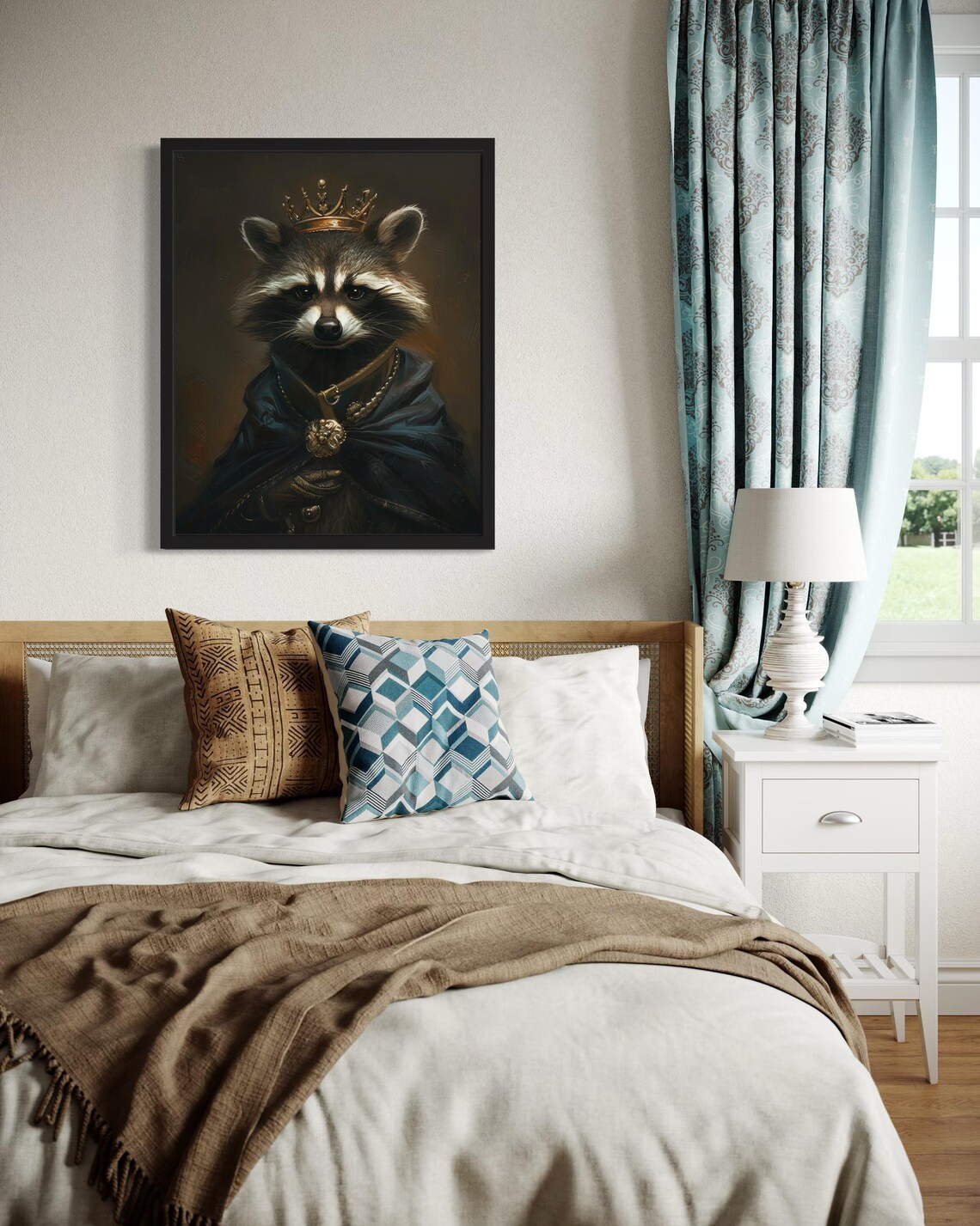 Crowned Raccoon King In Royal Robes Gothic Vampire Portrait Poster - Image 4