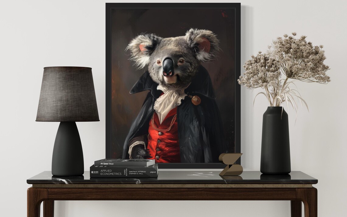 Sweet Koala Vampire In Cape Red Waistcoat Gothic Portrait Poster - Image 2