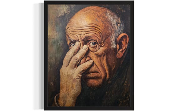 Picasso Hold Nose Art Print Bathroom Wall Poster Original Paint Artwork Decor