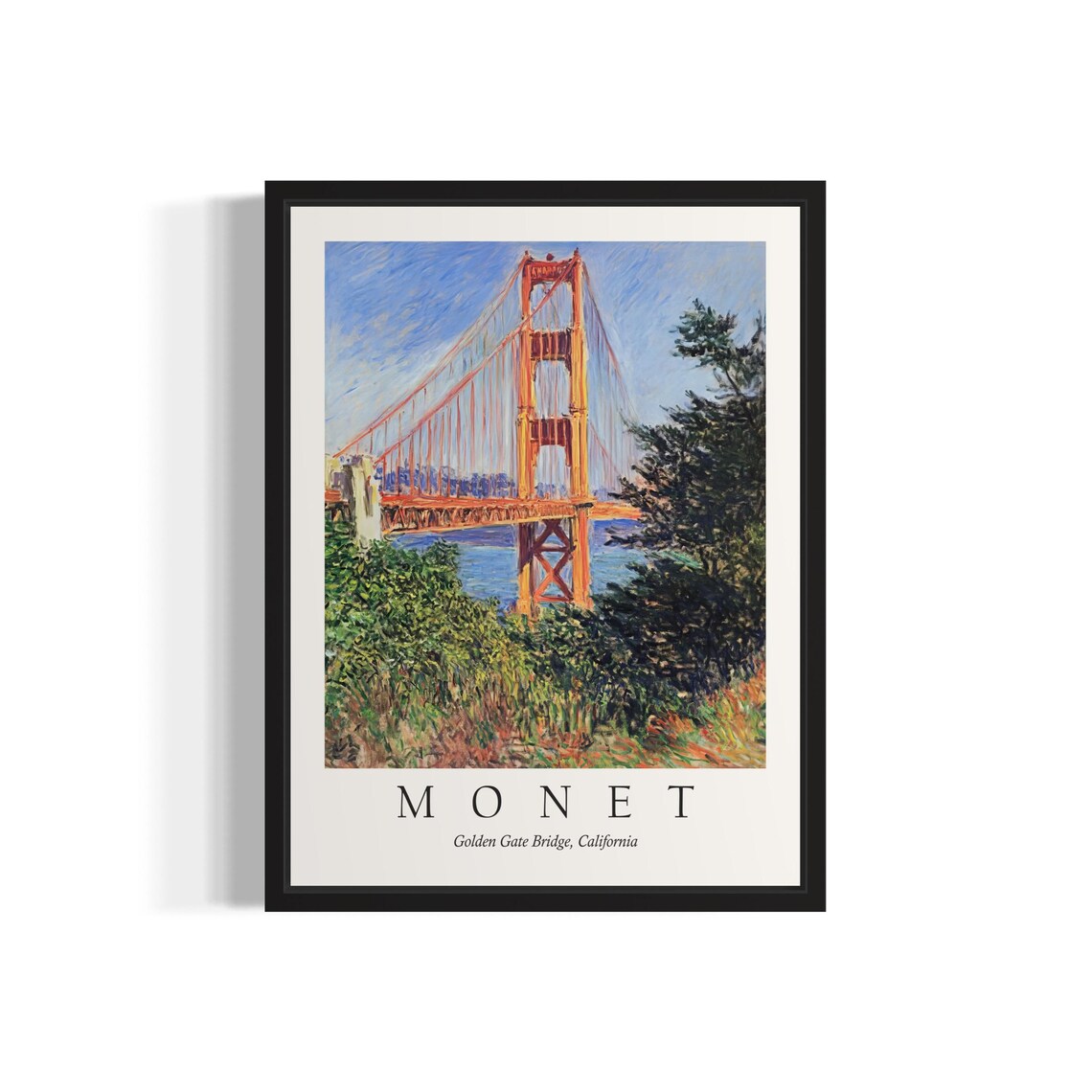 Golden Gate Bridge California Framed by Trees Monet Style Poster