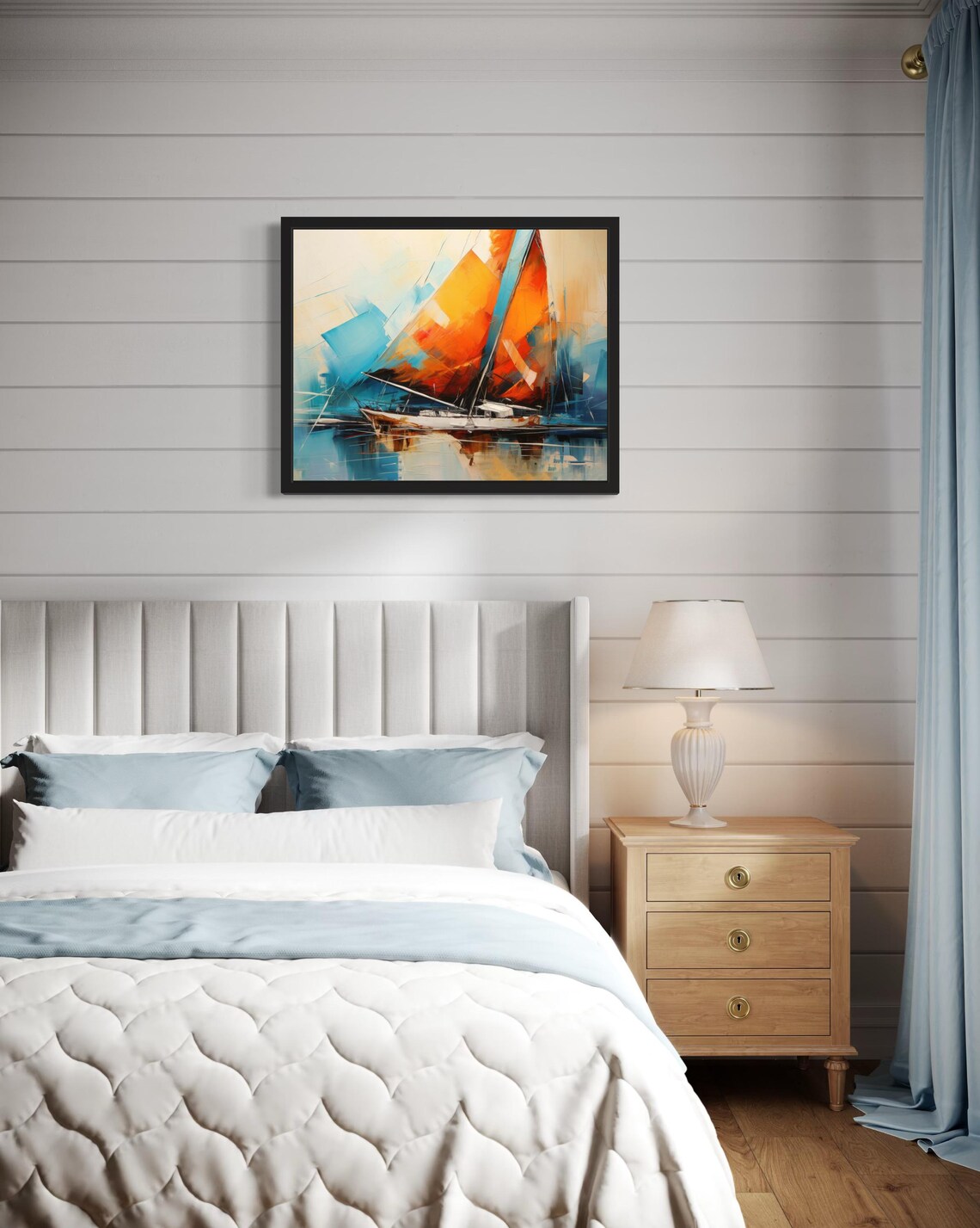 Abstract Sailboat, Original Paint Artwork - Image 4
