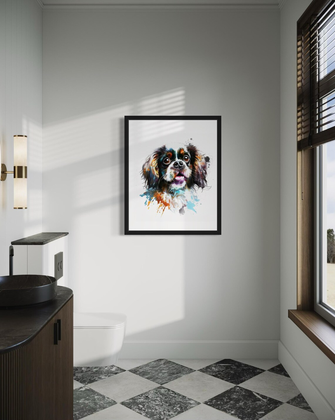 Tibetan Spaniel Watercolor Portrait Happy Tricolor Dog Art Poster - Image 4