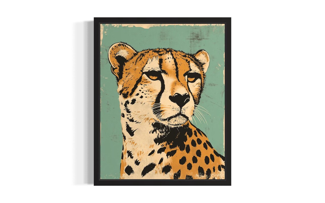 Cheetah Pop Art Poster Print Living Room Wall Original Paint Artwork Decor