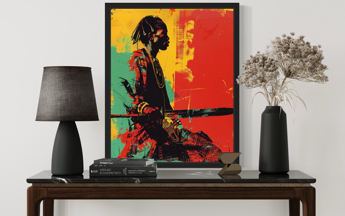 Maasai Warrior African Art Print - Image 2