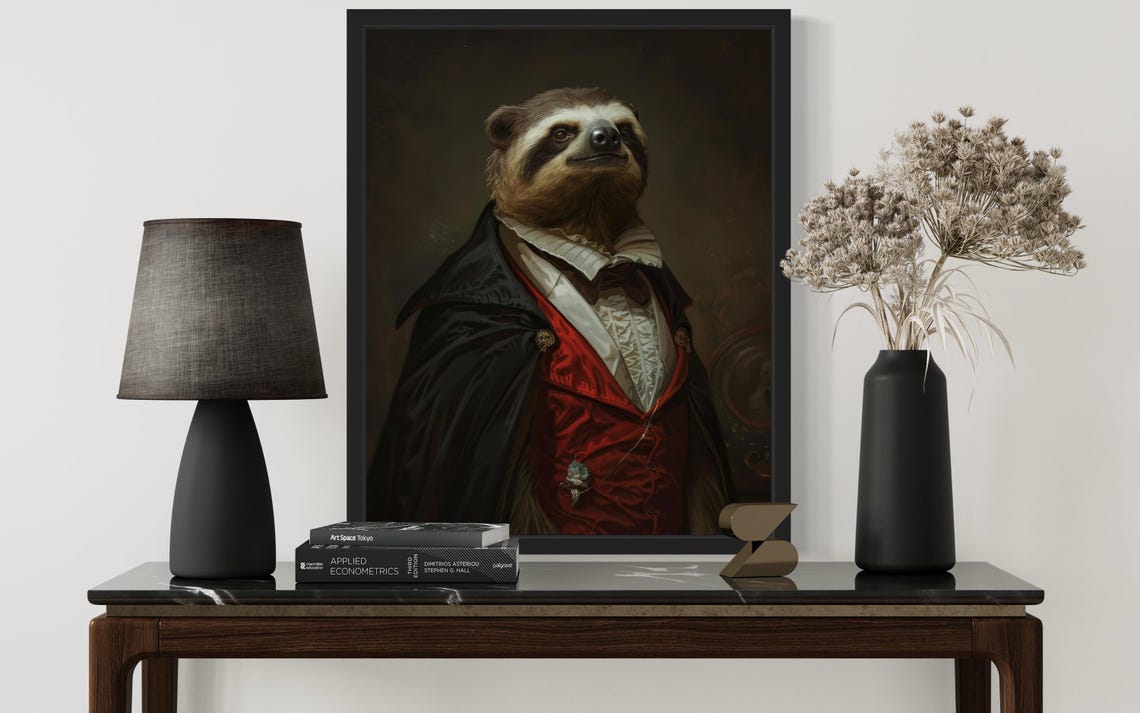 Sloth Vampire Aristocratic Gothic Portrait Oil Painting Poster - Image 2