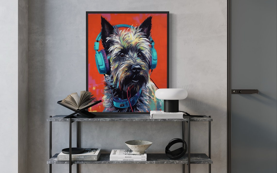 Cairn Terrier Wearing Headphones Colorful Pop Art Dog Poster - Image 2