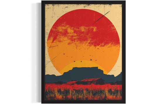 South Africa Sunset Art Print Wall Poster Original Paint Artwork Decor