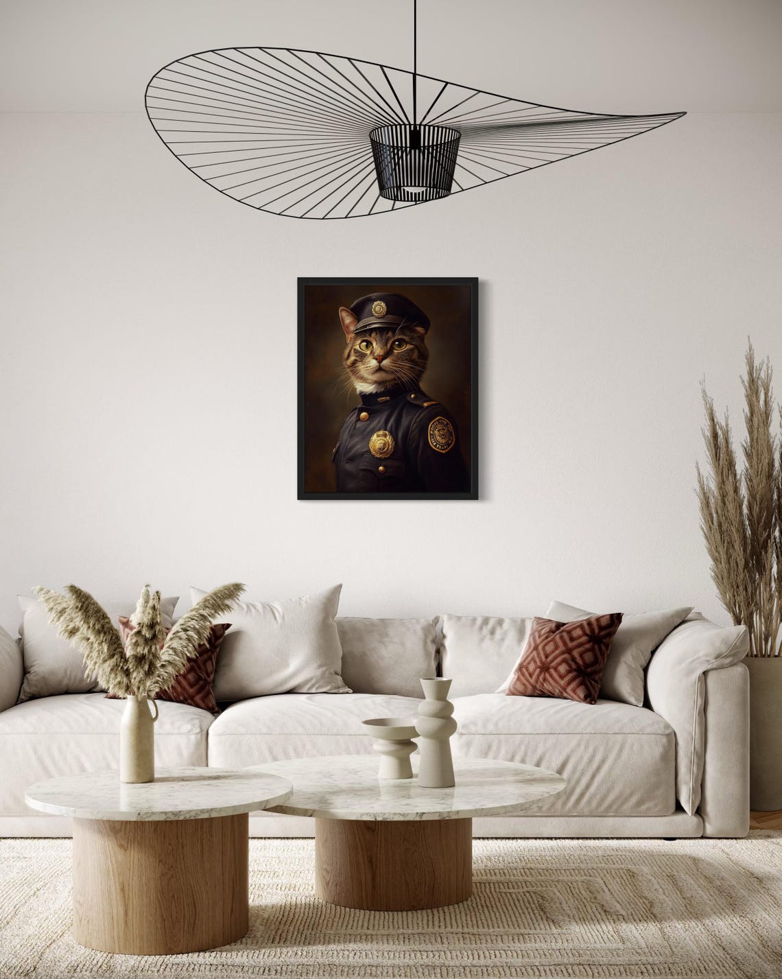 Tabby Cat Police Officer In Dark Uniform With Badge Portrait Poster - Image 2