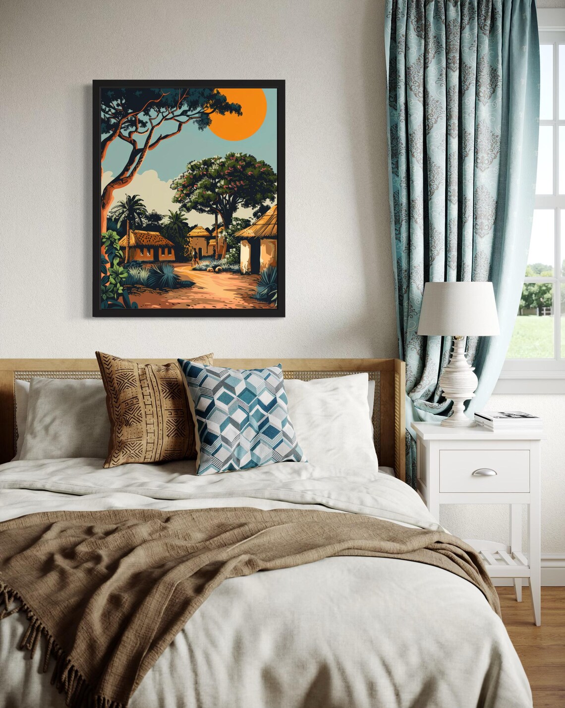 Africa Village Art Print Wall Art Poster Original Paint Artwork Artwork Decor - Image 4