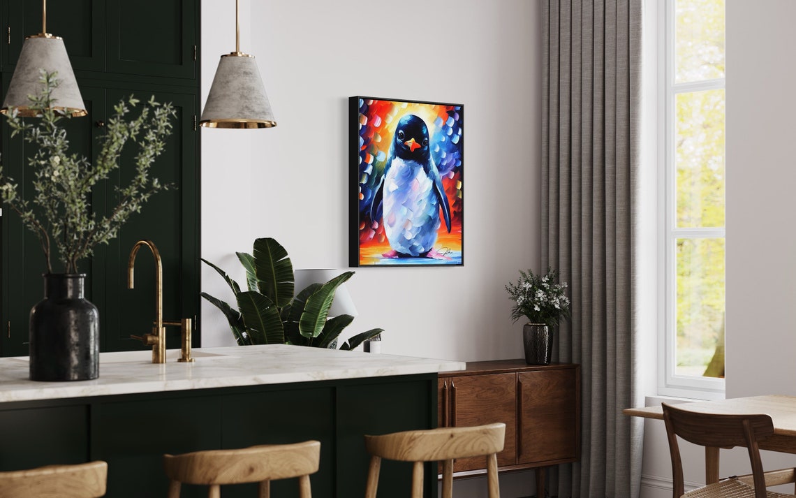 Colorful Penguin Portrait Modern Impressionist Animal Art Poster - Image 4