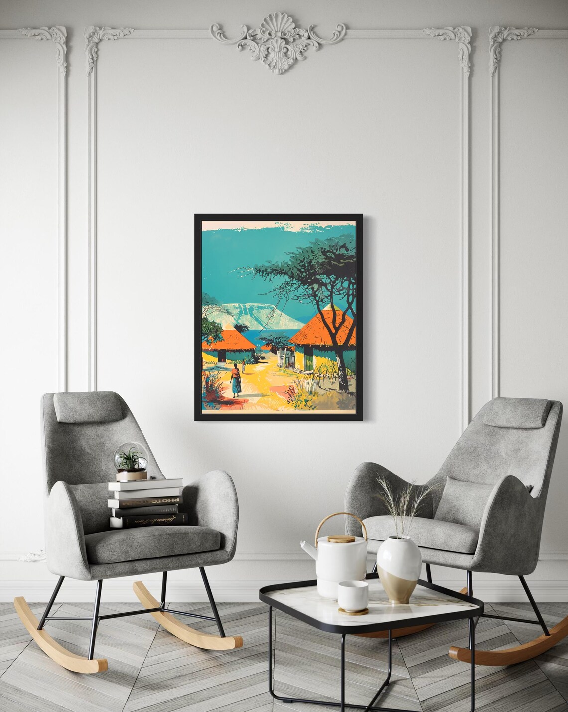 Africa Village Art Print Wall Art Poster Original Paint Artwork Artwork Decor - Image 3