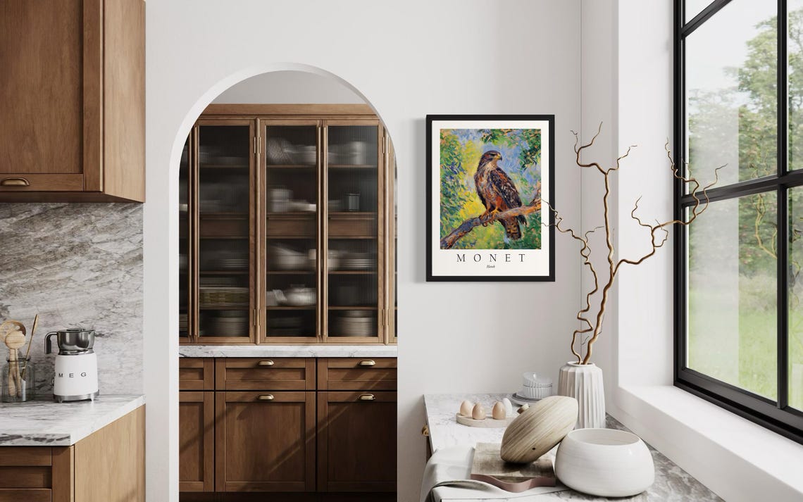 Hawk Bird Monet Art Print - Image 4