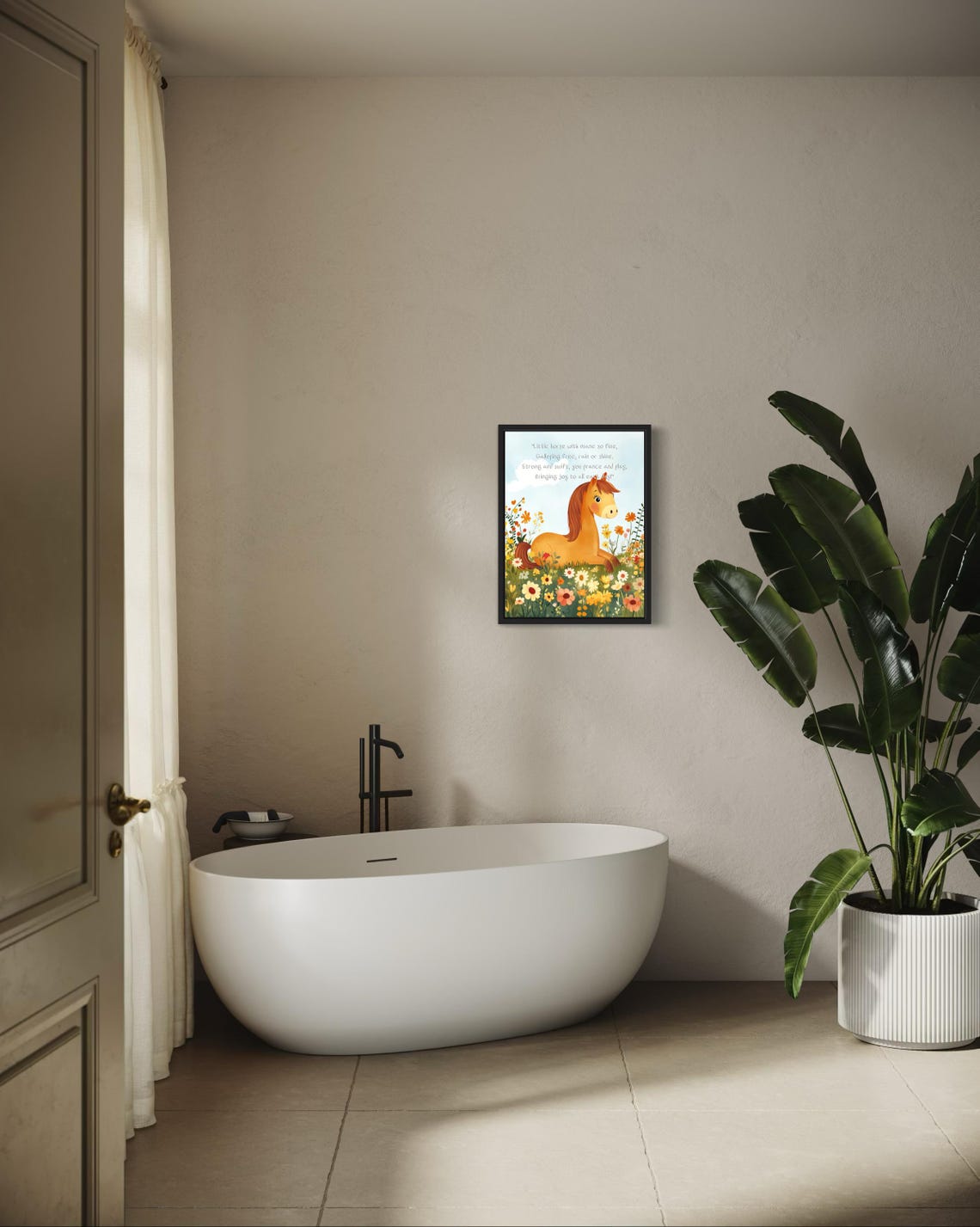 Little Chestnut Horse Foal with Its Gallop Poem Nursery Wall Poster - Image 4