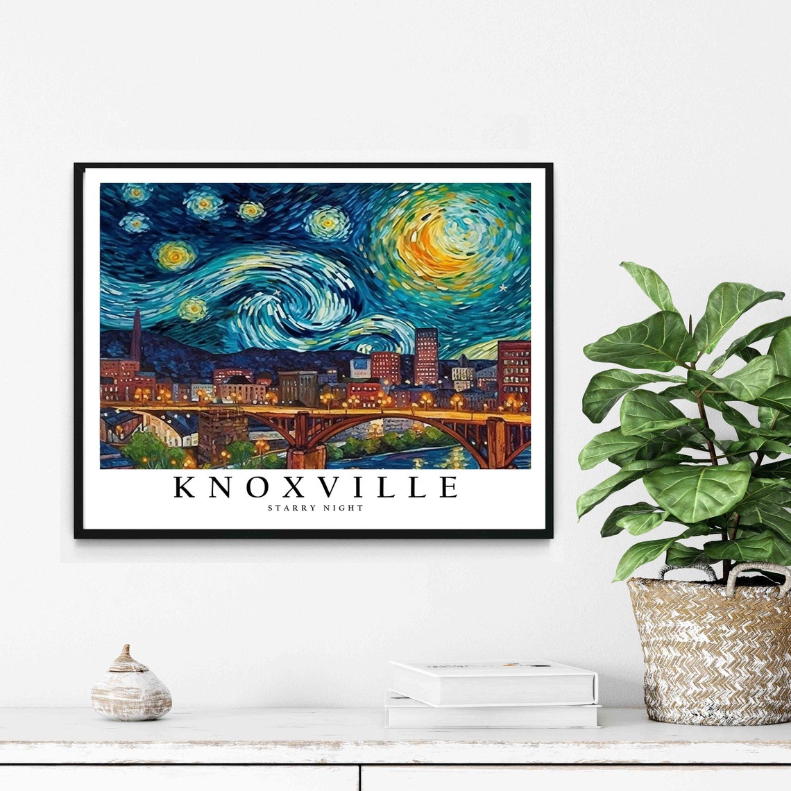 Knoxville Tennessee Starry Night Art Print Van Gogh Knoxville Poster Wall Art Original Knoxville Painting Decor - Image 2