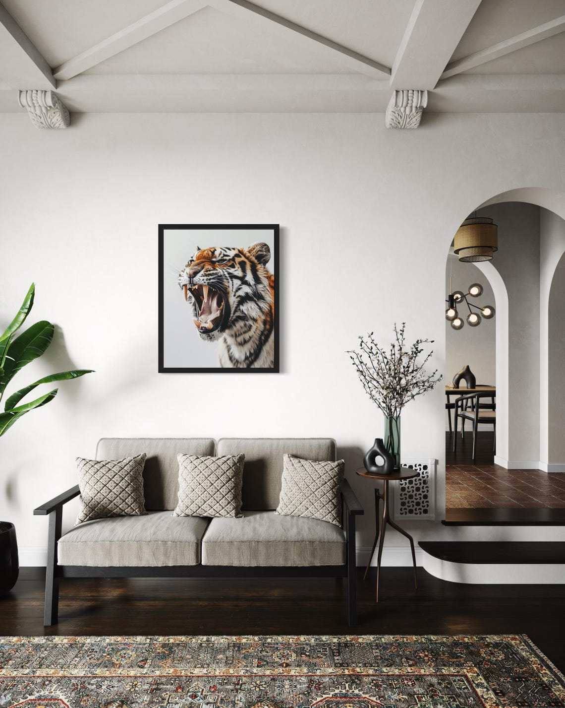 Roaring Tiger Close-Up with Bared Fangs Wildlife Photo Art Poster - Image 4