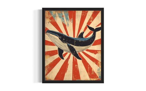 Whale Pop Art Poster Print Living Room Wall Original Paint Artwork Decor