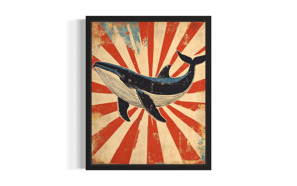 Whale Pop Art Poster Print Living Room Wall Original Paint Artwork Decor