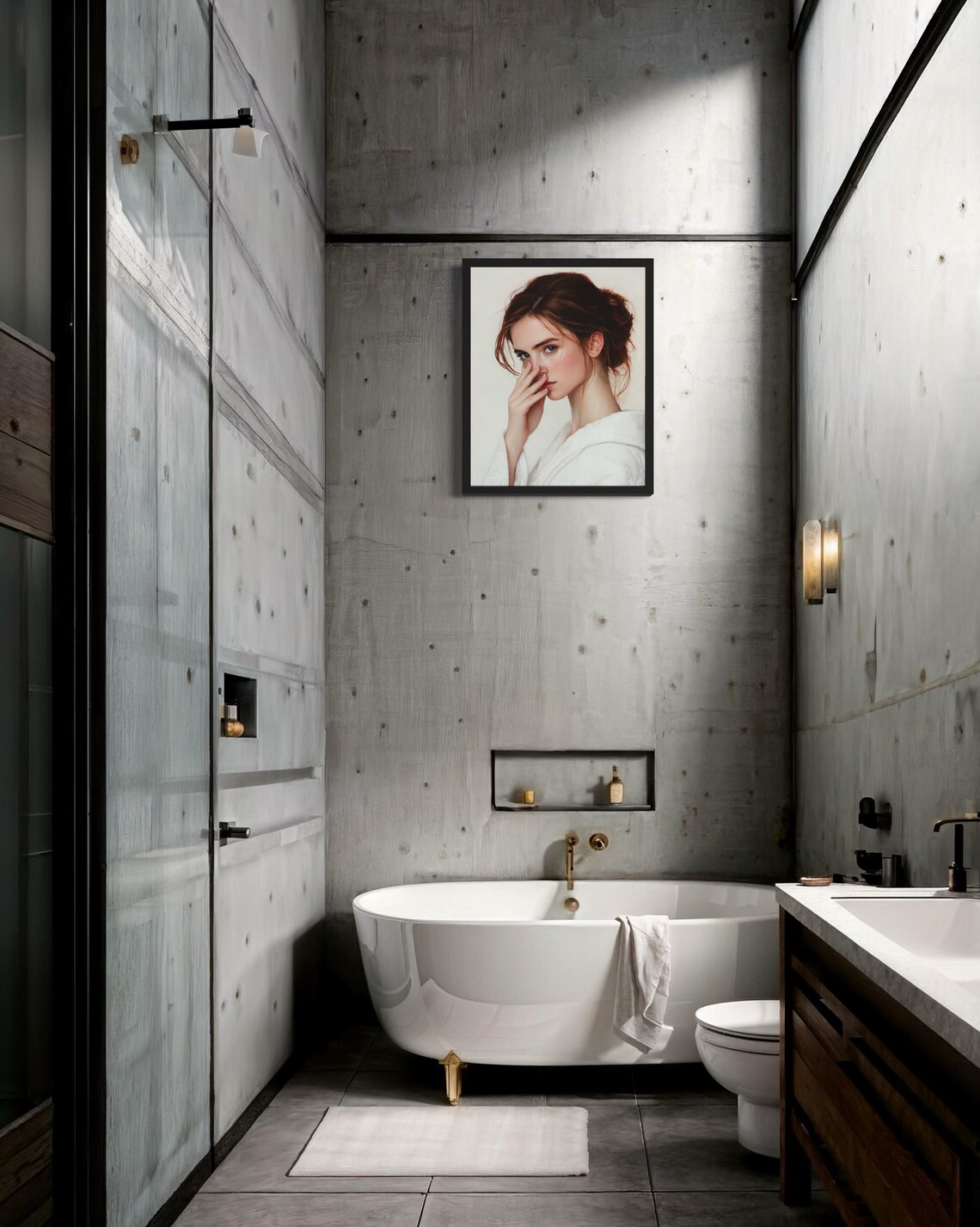 Female Hold Nose Art Print, Bathroom Decor - Image 2