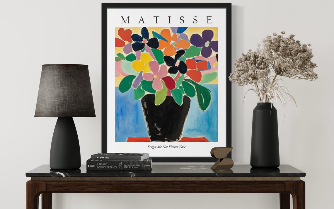 Forget Me Not Dense Blossom Bouquet in Matisse Style Art Poster - Image 3