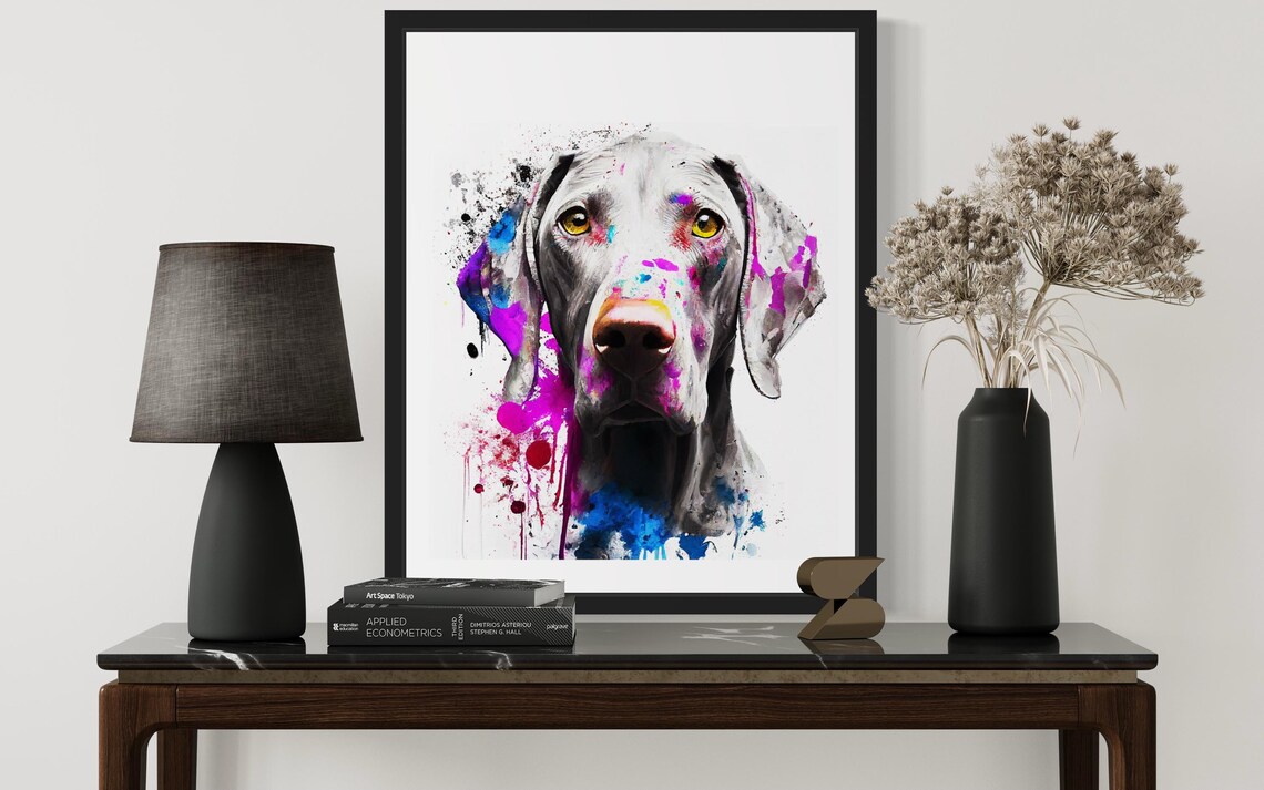 Weimaraner Watercolor Splash Colorful Breed Portrait Dog Poster - Image 3