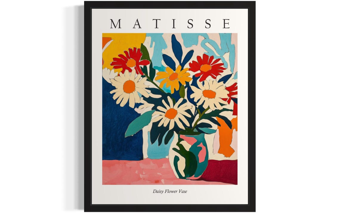 Matisse Style Daisy Flower Vase Fresh Fauvist Still Life Poster