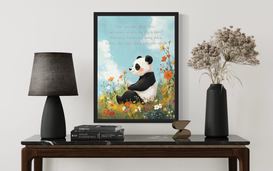 Peaceful Baby Panda with Gentle Adventure Poem Nursery Wall Poster - Image 2