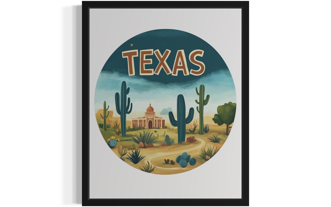 Texas States Scenery Travel Poster
