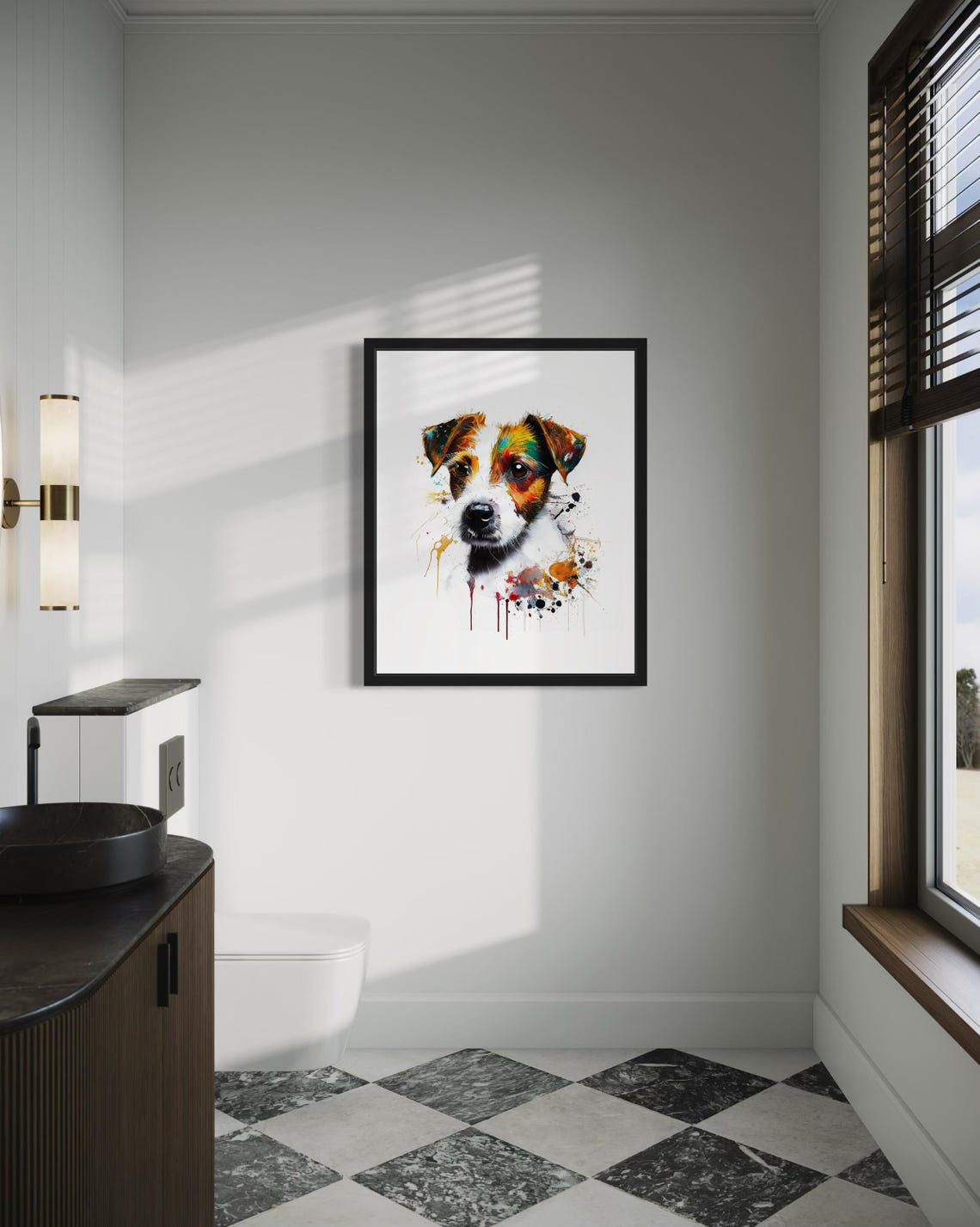 Russell Terrier Colorful Rainbow Watercolor Splash Portrait Poster - Image 4