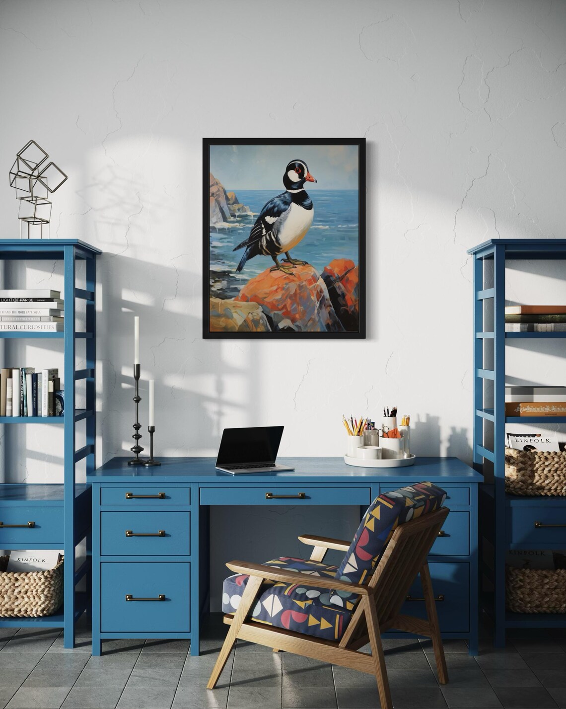 Harlequin Duck Standing on Coastal Rocks by the Sea Vintage Poster - Image 3