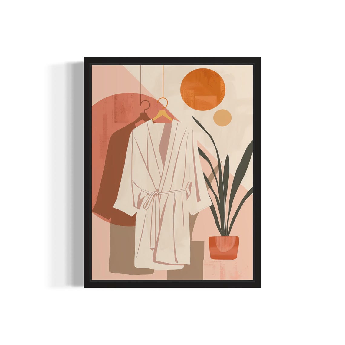 White Robe On Hanger Sunset Abstract Boho Bathroom Art Poster
