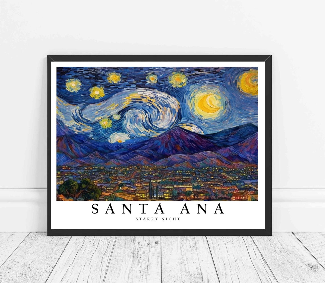 Santa Ana Starry Night Van Gogh Style City Lights Art Poster