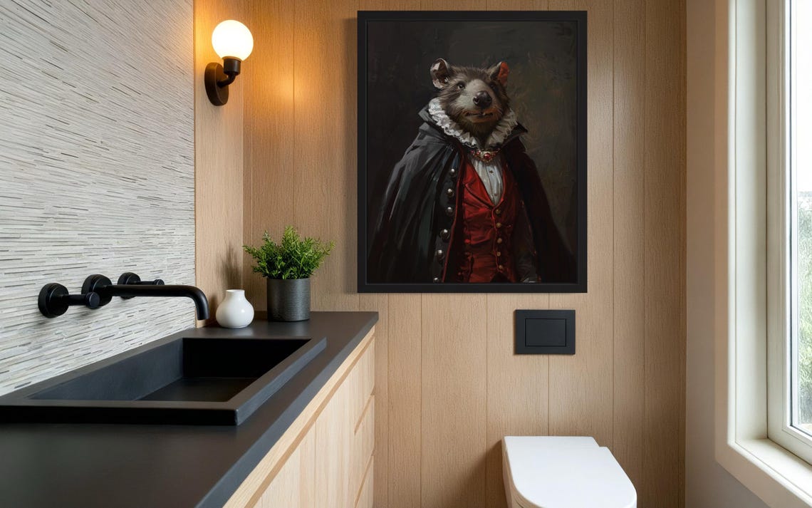 Beaver Vampire Aristocratic Gothic Portrait Dark Whimsy Art Poster - Image 2