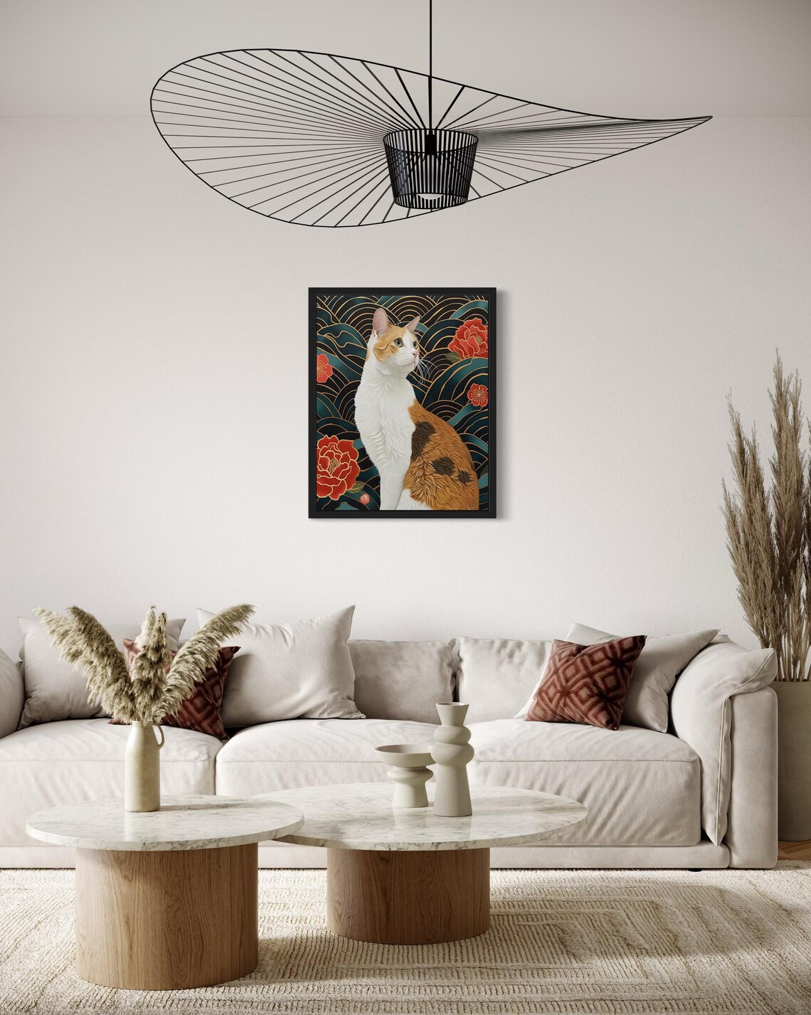 Japanese Bobtail Cat Art Print, Original Paint Artwork - Image 3