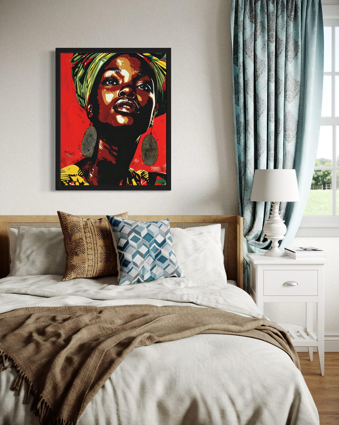 African Woman in a Colorful Headwrap Bold Pop Art Portrait Poster - Image 4