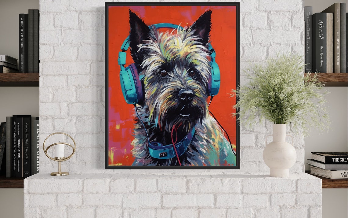 Cairn Terrier Wearing Headphones Colorful Pop Art Dog Poster - Image 4