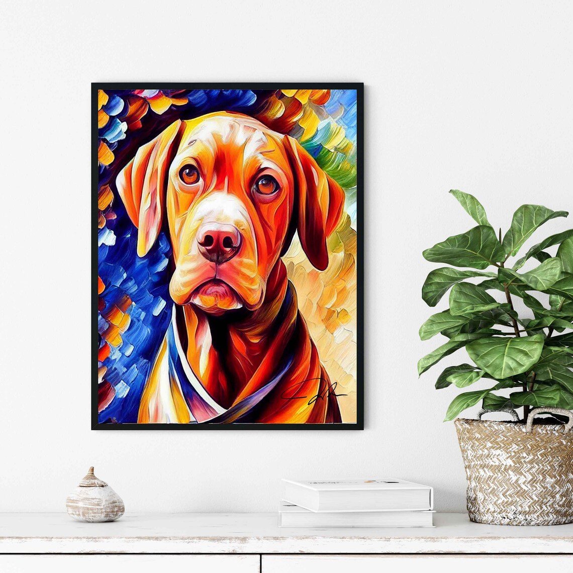 Vizsla Hunting Dog Portrait Bold Colorful Modern Pet Art Poster - Image 3
