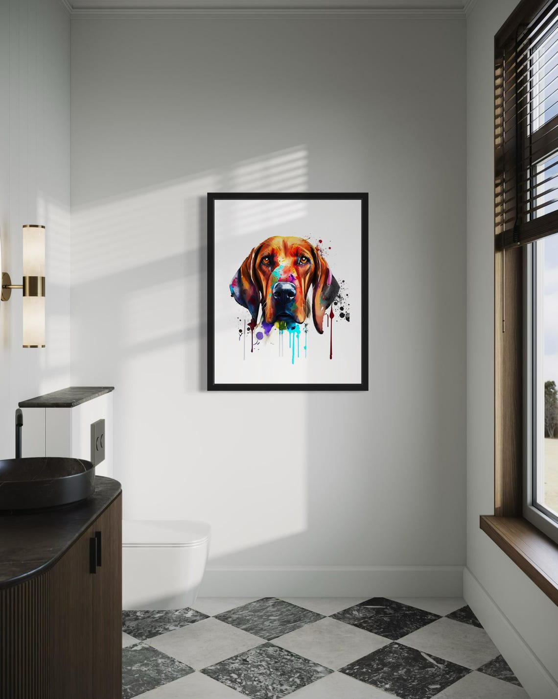 Redbone Coonhound Colorful Watercolor Dog Head Poster Home Decor Gift - Image 4