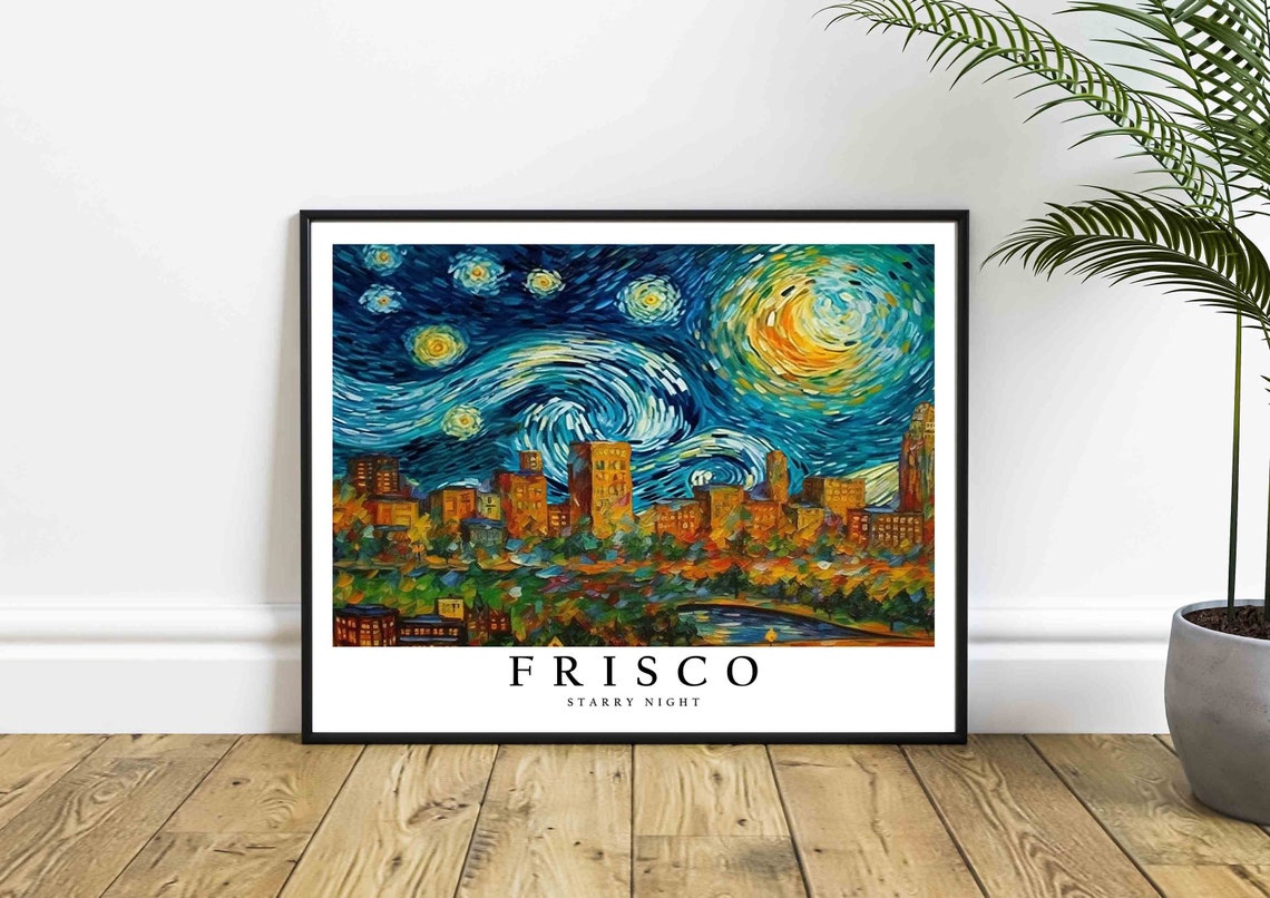 Frisco Starry Night Downtown Skyline River Night Glow Poster - Image 4