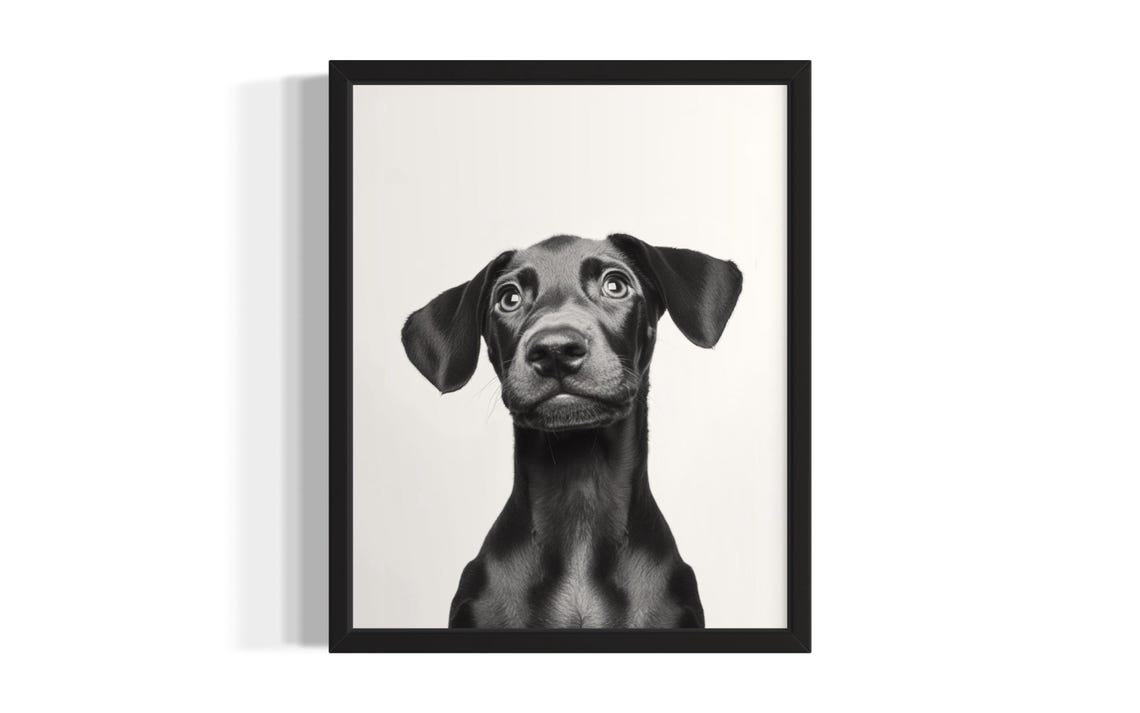 Black Puppy Portrait Studio Headshot Minimalist Puppy Lover Poster