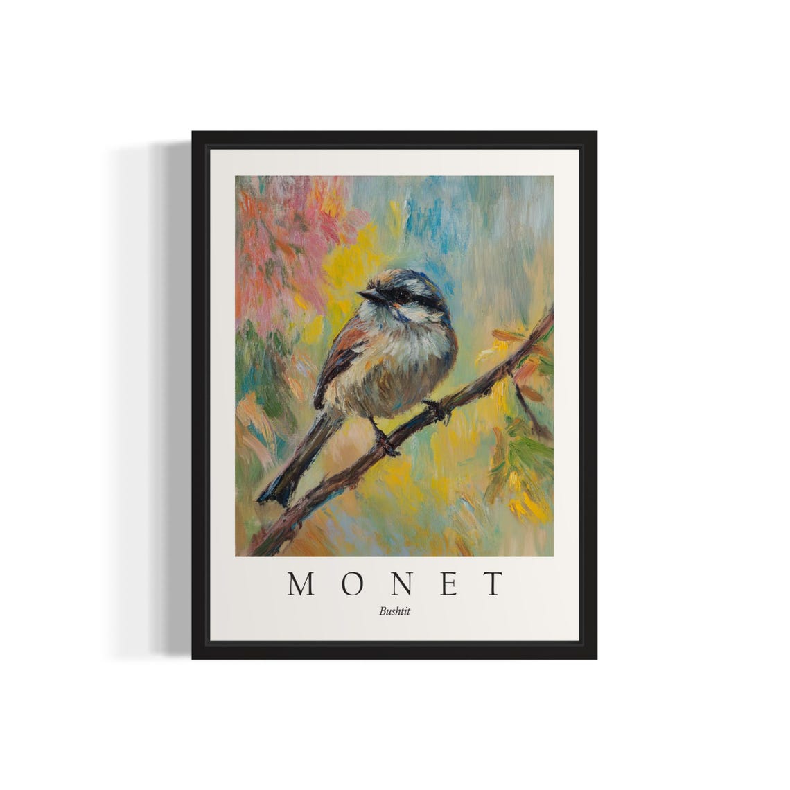 Bushtit Bird, Monet-Inspired Art Print