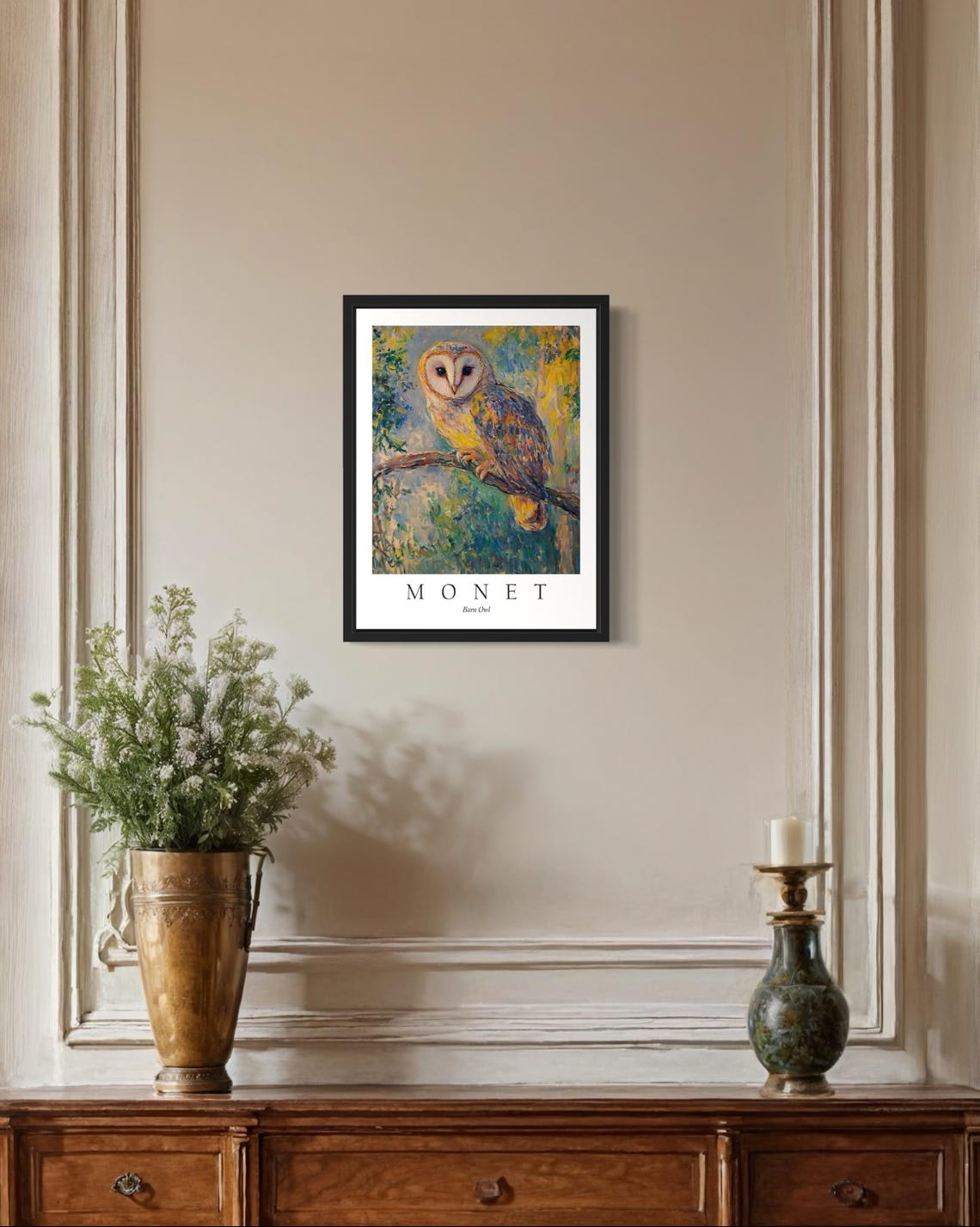Barn Owl Bird, Monet-Inspired Art Print - Image 3