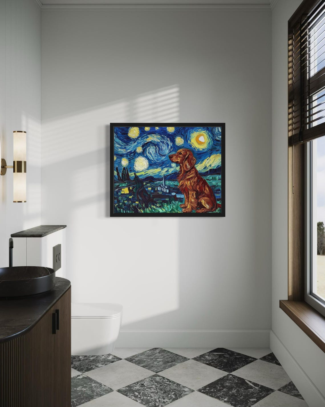Irish Setter Starry Night Van Gogh Style Dog Portrait Poster - Image 4