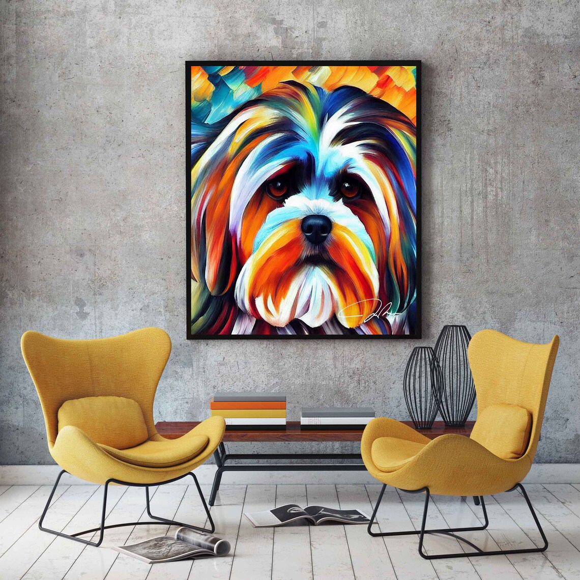 Lhasa Apso Dog Rainbow Abstract Oil Portrait Colorful Art Poster - Image 4