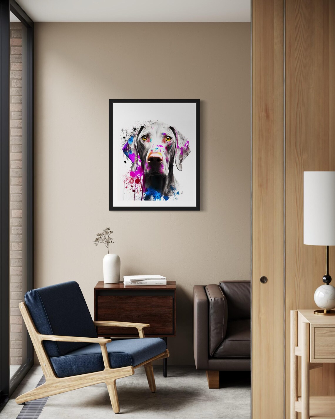 Weimaraner Watercolor Splash Colorful Breed Portrait Dog Poster - Image 2