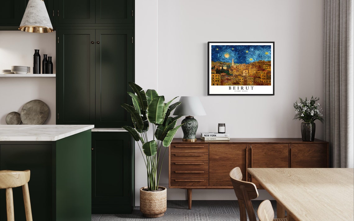 Beirut Lebanon Starry Night Old Town Hillside Skyline Art Poster - Image 4